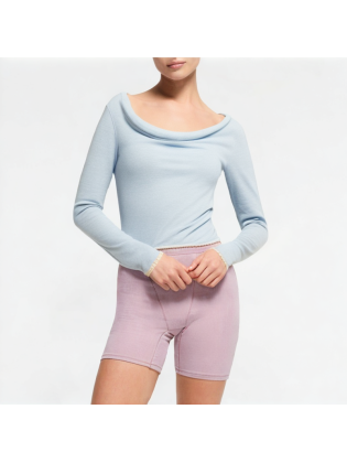 Women's Spliced ​​Off-shoulder Swing Neck Long Sleeve