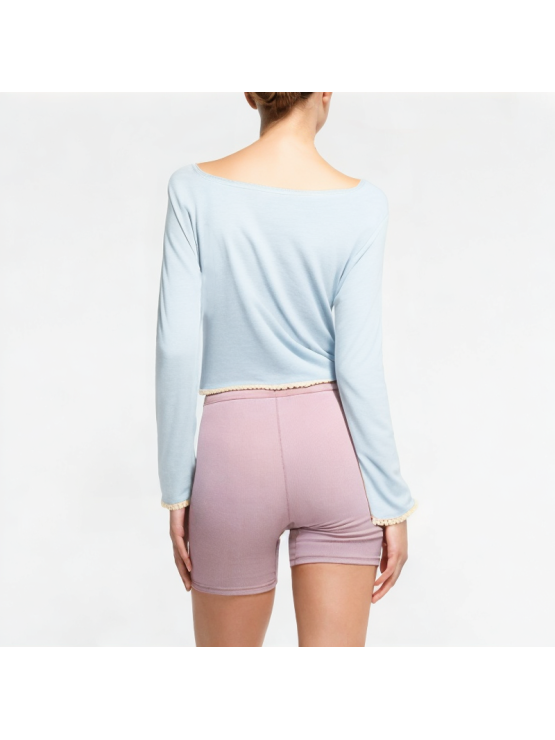 Women's Spliced ​​Off-shoulder Swing Neck Long Sleeve