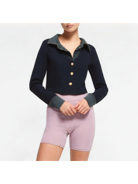Denim Splicing Fake Two-Piece Long-Sleeved Top