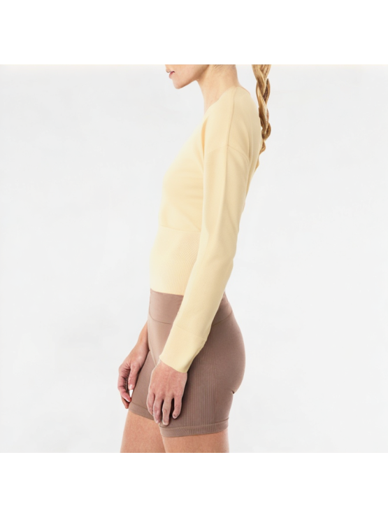 Off-Shoulder Knitted Long-Sleeved Top
