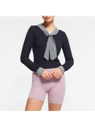 Women's Contrast Plaid Splicing Long Sleeve