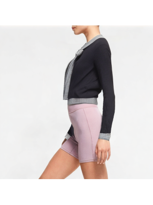 Women's Contrast Plaid Splicing Long Sleeve