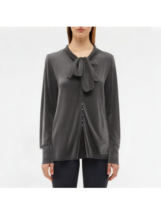 Velvet Long-Sleeved Top With Ribbons