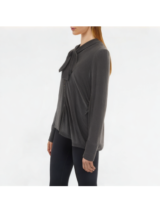 Velvet Long-Sleeved Top With Ribbons
