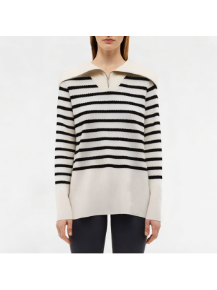 Spring Large Lapel Striped Knitted Long Sleeve