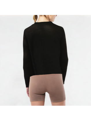Short Hollow Knitted Long-Sleeved Top