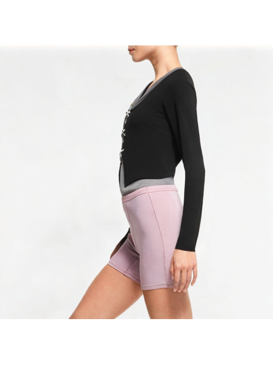 False Two-Piece Splicing V-Neck Long Sleeve