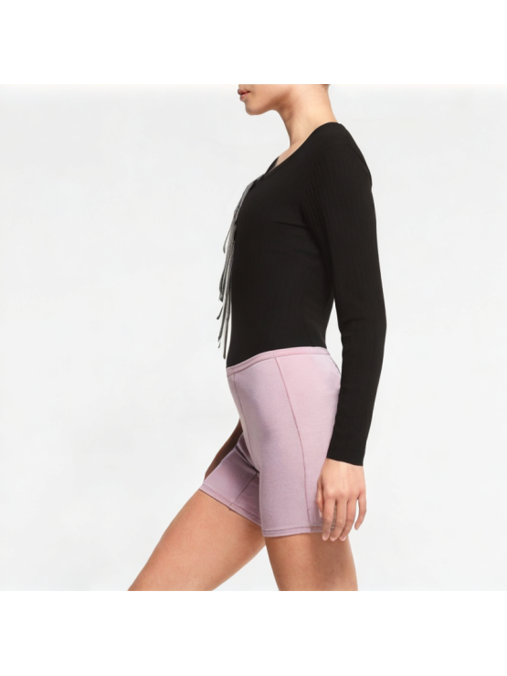 Contrast Color Tie Fake Two-Piece Long Sleeves
