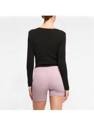 Contrast Color Tie Fake Two-Piece Long Sleeves
