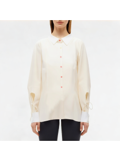 Lace-Up Lapel Shirt Long Sleeve