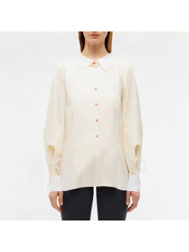 Lace-Up Lapel Shirt Long Sleeve