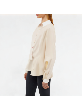 Lace-Up Lapel Shirt Long Sleeve