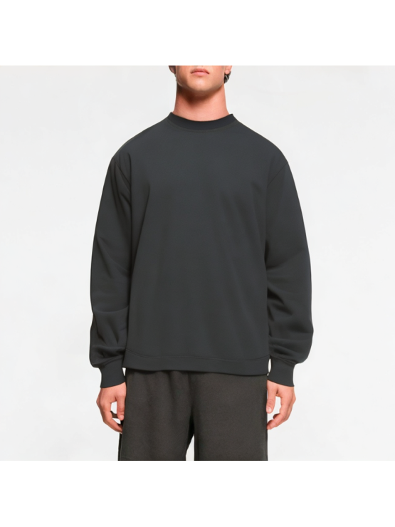 Solid Color Slit Button Pullover Sweatshirt