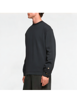 Solid Color Slit Button Pullover Sweatshirt