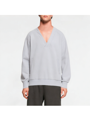 Simple Retro V-neck Solid Color Sweatshirt