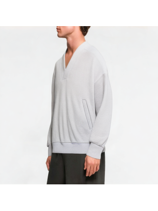 Simple Retro V-neck Solid Color Sweatshirt