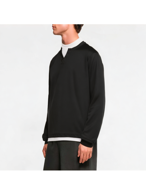 Fake two-piece V-neck drop shoulder men's sweatshirt
