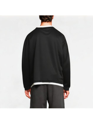 Fake two-piece V-neck drop shoulder men's sweatshirt