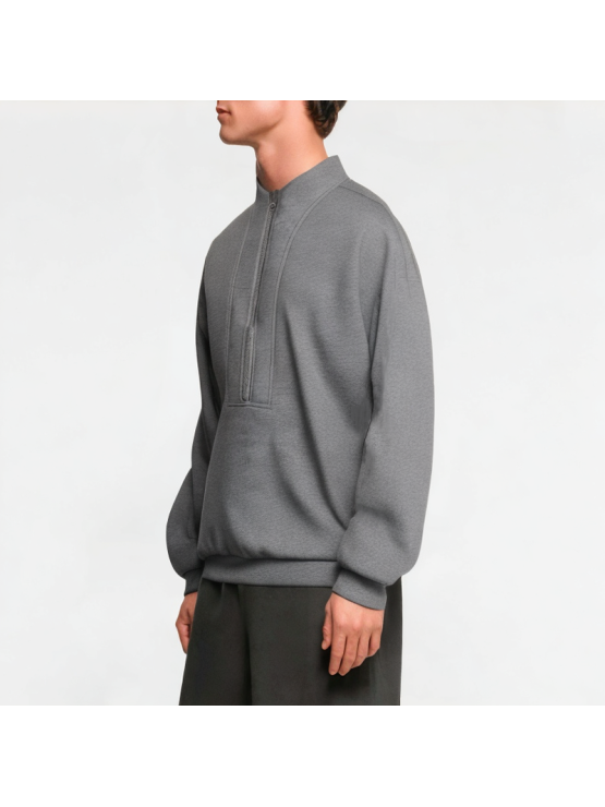 Spring Half-Zip Solid Color Sweatshirt
