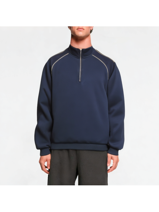 Simple And Versatile Half-High Zipper Sweatshirt