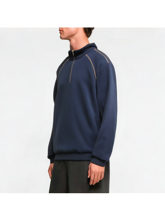 Simple And Versatile Half-High Zipper Sweatshirt