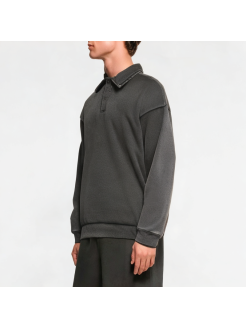 Heavy-Duty Distressed Round-Neck Men's Sweatshirt
