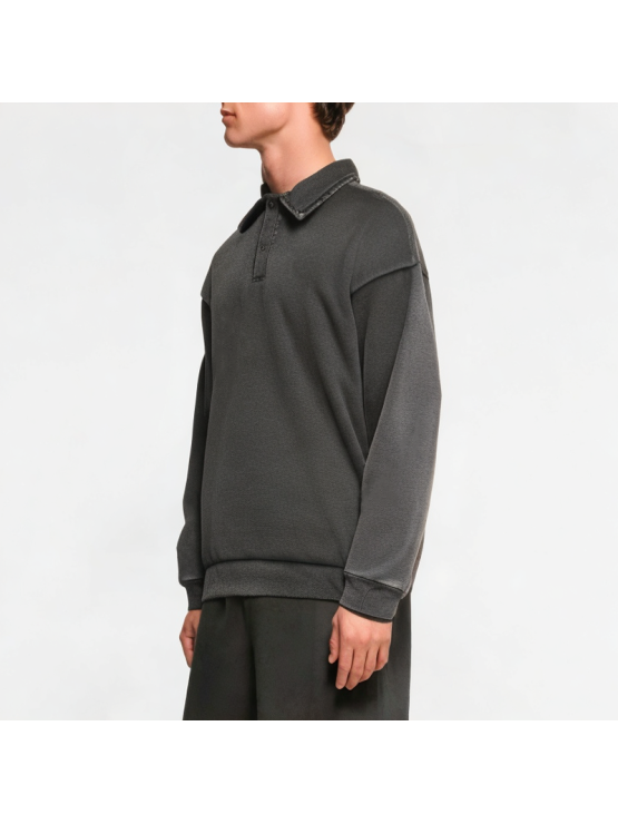 Heavy-Duty Distressed Round-Neck Men's Sweatshirt