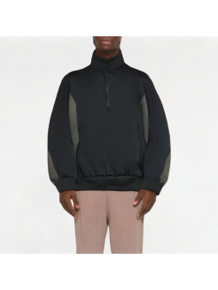 Casual Half-Zip Contrast Collar Sweatshirt
