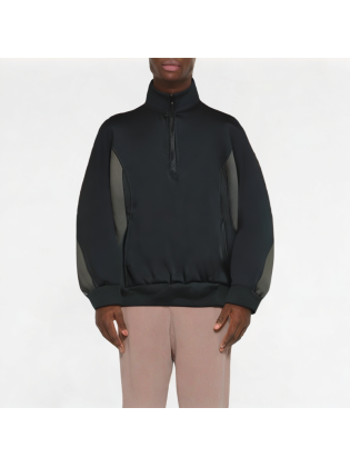 Casual Half-Zip Contrast Collar Sweatshirt