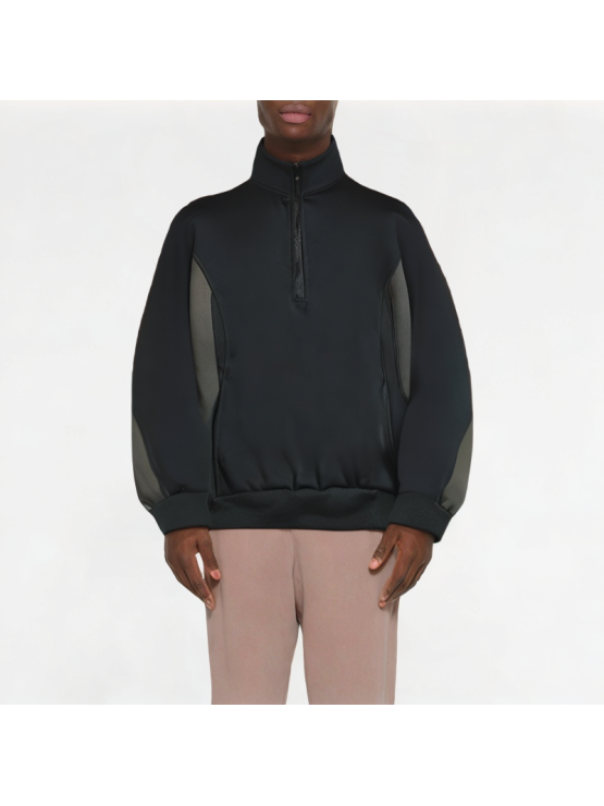 Casual Half-Zip Contrast Collar Sweatshirt