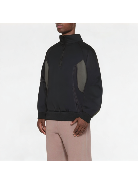 Casual Half-Zip Contrast Collar Sweatshirt