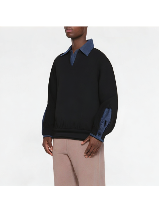 High-Quality Stitching Contrasting Fake Two-Piece Sweatshirt