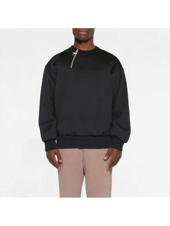 Daily Half-Diagonal Zipper Solid Color Men's Sweatshirt
