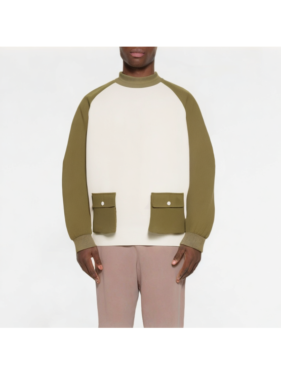 Waffle Contrast Color Sweatshirt