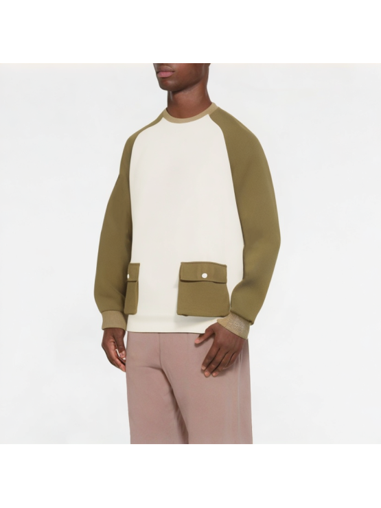 Waffle Contrast Color Sweatshirt