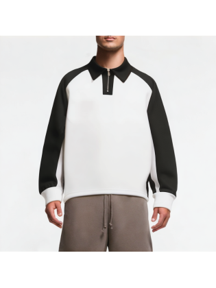 Men's Half-Zip Contrast Raglan Sweatshirt