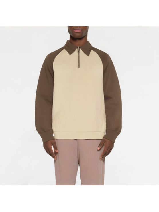 Casual Half-Zip Lapel Color-Blocking Sweatshirt