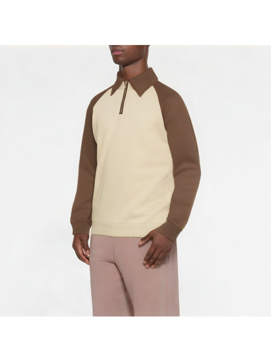 Casual Half-Zip Lapel Color-Blocking Sweatshirt