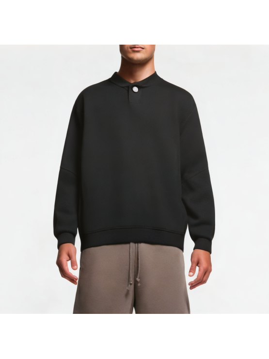 Side Snap Textured Casual Sweatshirt