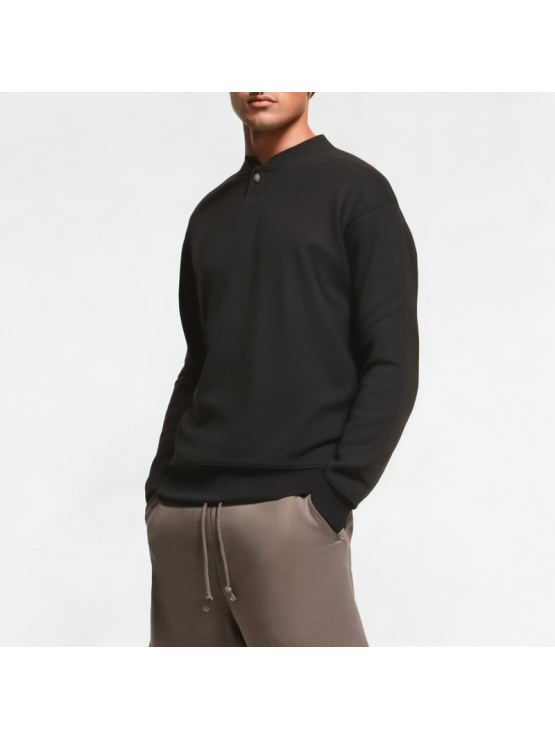 Side Snap Textured Casual Sweatshirt