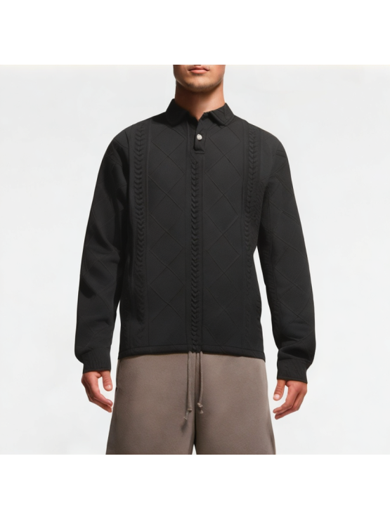 Men's Jacquard Lapel Sweatshirt