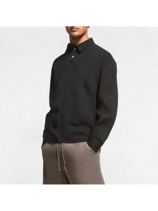 Men's Jacquard Lapel Sweatshirt