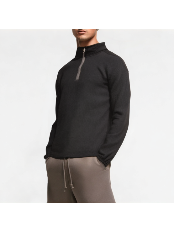 Men's Half-Zip Solid Color Stand-Up Collar Sweatshirt