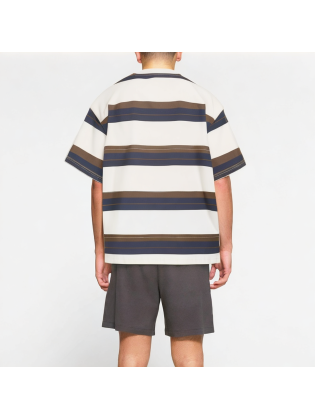Men's College Style Contrast Stripe Short Sleeve