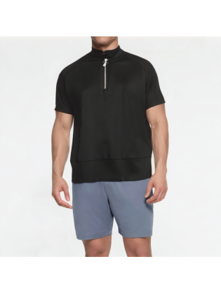 Half-Zip Solid Color Short Sleeves