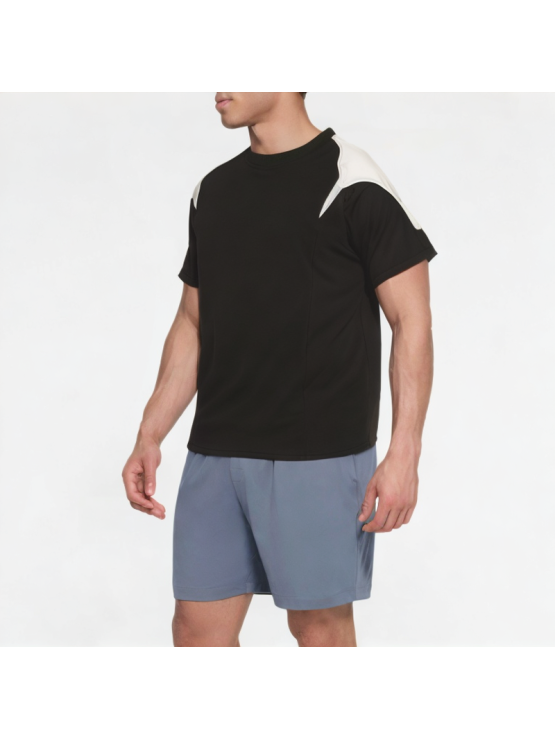 Comfortable Splicing Contrast Color Short Sleeves