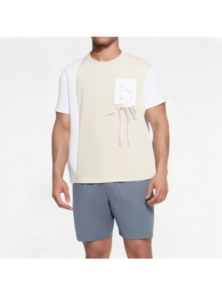 Denim Patchwork Distressed Short Sleeves