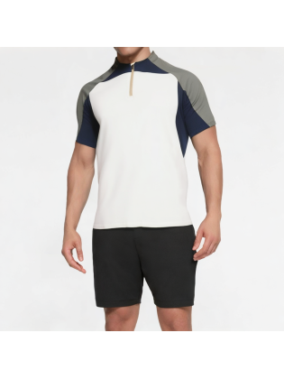 Half-Zip Contrast Sports Short Sleeves