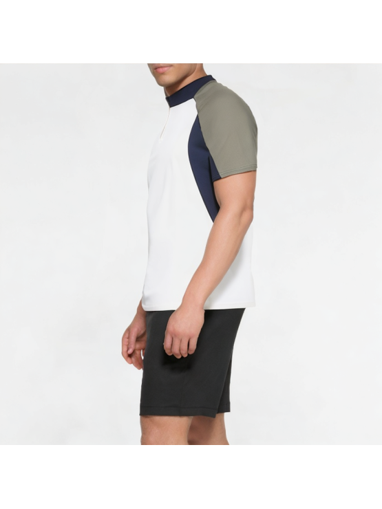 Half-Zip Contrast Sports Short Sleeves