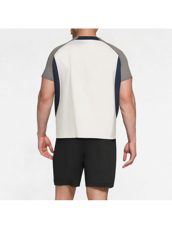 Half-Zip Contrast Sports Short Sleeves